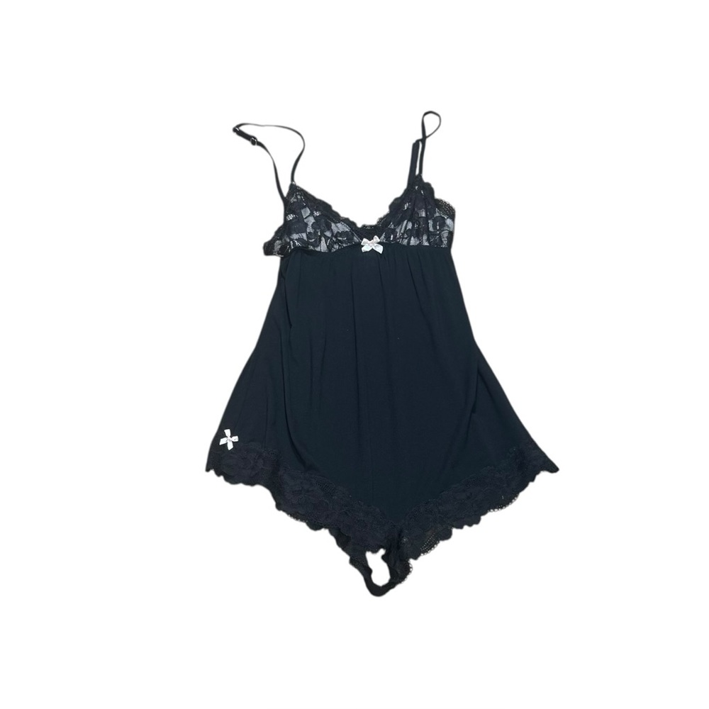 Vintage Victoria’s Secret Black Lace Sexy Flirty Romper